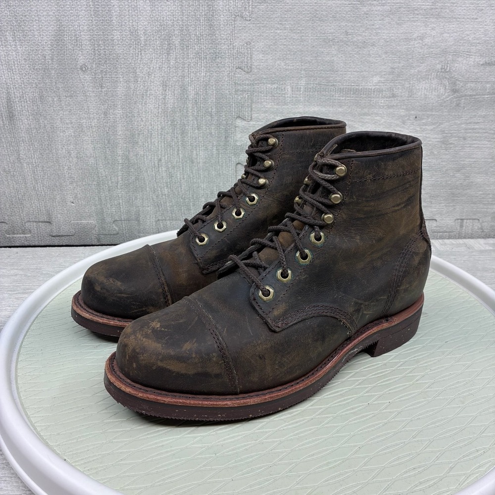 Chippewa Men's Dark Brown Leather Lace-Up Work Boots 7-EE
